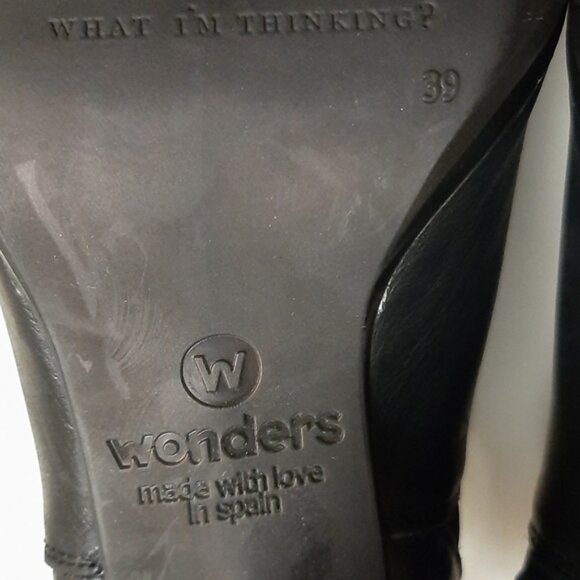 WONDERS Spain Memory Gel Peep-Toe Slingback Heels Black Leather Sz US 7.5 Eur 39 - Picture 15 of 16